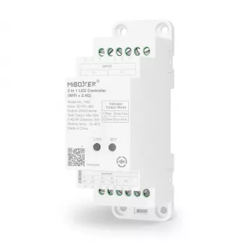 Kolejnicový LED ovladač MiBoxer TW2 2v1 pro jednobarevné a CCT LED pásky, DC12/24V, WiFi + 2,4 GHz RF