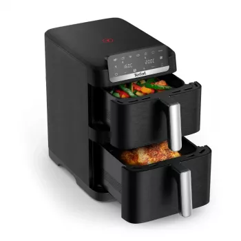 Horkovzdušná fritéza se dvěma koši TEFAL EY7528E0 Easy Fry Crispy Stack, 2700 W, 6 l + 4 l, černá