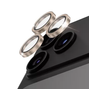 Keramický kryt objektivu PanzerGlass Hoops glitter zlatý pro iPhone 18 Pro / 18 Pro Max