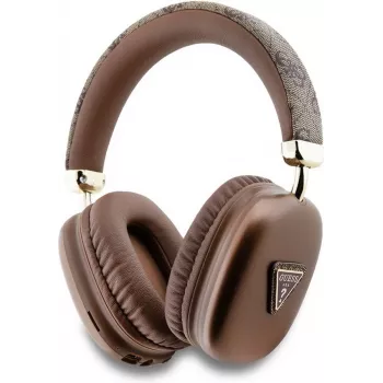 Bezdrátová přesušní sluchátka GUESS Bluetooth 5.3 s 4G Triangle Logo, hnědá