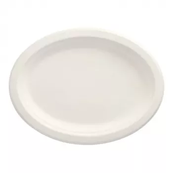 PAPSTAR pure oválný talíř z cukrové třtiny 260 x 200 mm, 50 kusů, kompostovatelný, vhodný do mikrovlnné trouby 89741