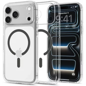 Pouzdro SPIGEN Ultra Hybrid MagSafe pro iPhone 17 Pro / 18 Pro – čiré/grafitové