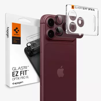 Ochranné sklíčko objektivu fotoaparátu Spigen Optik Pro XL GLAS.TR EZ Fit pro iPhone 18 Pro – Dark Cherry