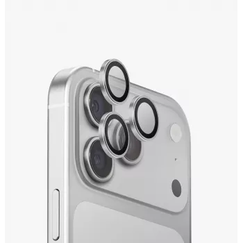 Ochrana objektivu fotoaparátu UNIQ Optix Aluguard (DX2) pro iPhone 18 Pro / 18 Pro Max, stříbrná s aplikátorem