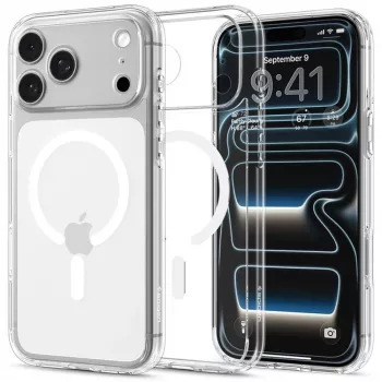 Pouzdro Spigen Ultra Hybrid MagSafe pro iPhone 18 Pro / 17 Pro – křišťálově bílé
