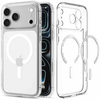 Pouzdro Spigen Ultra Hybrid MagSafe pro iPhone 18 Pro / 17 Pro – křišťálově bílé