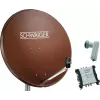 SAT systém SCHWAIGER 80 cm pro 6 účastníků, Quattro LNB (bez switche), cihlově červený s multispínačem 5/6