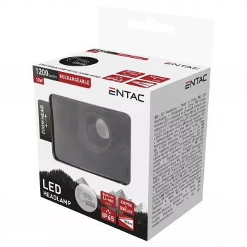 Čelová svítilna ENTAC EHL-ZH-10W-R Zoom s nabíjecí baterií 10W a pohybovým senzorem