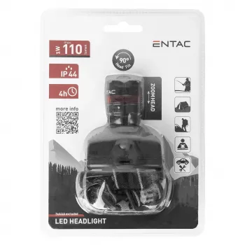 Čelová svítilna ENTAC EHL-ZOOM-1W-PL Zoom 1W LED, černá