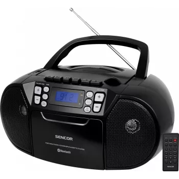SENCOR SPT 3907B CD BT MP3 USB AUX přenosný CD přehrávač s Bluetooth a FM rádiem, černý