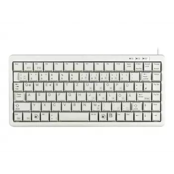 Cherry Slim Line G84-4100 Compact Keyboard, PS/2 + USB, 83 Keys, German Layout (QWERTZ), Light Grey