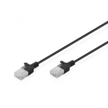 DIGITUS Slim Cat6 U/UTP Patch Cable RJ45, 0.3 m, Black, LSZH