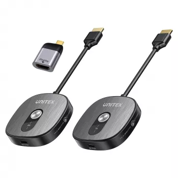 Sada bezdrátový HDMI přijímač Unitek 4K@30Hz s vysílačem a adaptérem USB-C na HDMI
