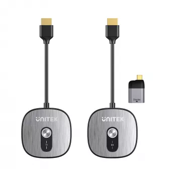 Sada bezdrátový HDMI přijímač Unitek 4K@30Hz s vysílačem a adaptérem USB-C na HDMI