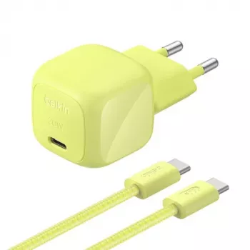 Belkin BOOST Charge USB-C/USB-C 30W PD nabíječka s PPS, Citrus + 2 m USB-C kabel (WCA008KQ2MGR-B6)