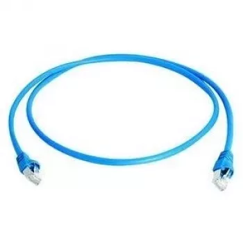 Síťový kabel RJ45 Telegärtner 100008740, patch kabel CAT 6a S/FTP modrý samozhášivý, s ochrannou průchodkou proti zlomení, 1 ks