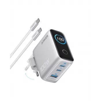 Nabíječka Anker Display 2C1A 100W nabíjecí adaptér – stříbrná (B121BG41)