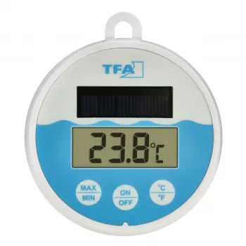 Digitální solární bazénový teploměr TFA Dostmann, bílý/turkysový, 30.1068.02