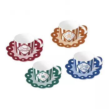 Sada 4 šálků s podšálky Bialetti Candyland 80 ml