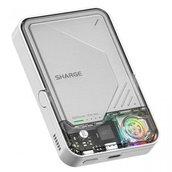 SHARGE ICEMAG 2 Power Bank, 10000 mAh, 15 W Qi2, 30 W USB-C, Transparent