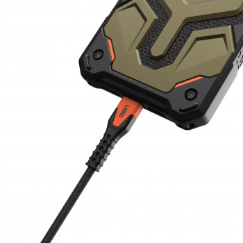 Odolný Kevlar USB-C na USB-C kabel Urban Armor Gear, 140 W, 1,5 m, černý/oranžový