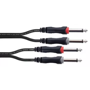 Audio kabel jack Cordial 14845 [2x 6,3 mm jack samec (mono) - 2x 6,3 mm jack samec (mono)] 3 m, černý PVC plášť, twin lead