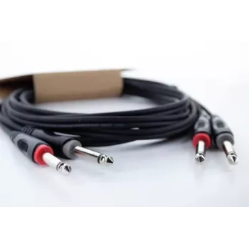 Audio kabel jack Cordial 14845 [2x 6,3 mm jack samec (mono) - 2x 6,3 mm jack samec (mono)] 3 m, černý PVC plášť, twin lead