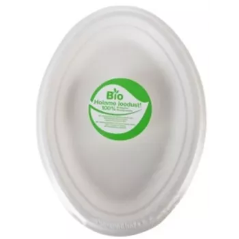 Gogreen Go Green Compostable Oval Sugar Cane Plates, 10 pcs