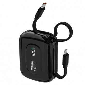 Powerbanka Dudao K32 22,5 W 10000 mAh s vestavěným kabelem USB-C/Lightning – černá