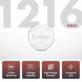 Uniross CR1216 3V Lithium Button Cell, SP5 (U5CR1216)