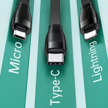 3v1 USB kabel Usams U69 (Lightning / Micro-USB / USB-C), 1 m, modrý