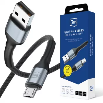 Kabel USB-A na Micro-USB 3mk Hyper Cable N-Series, 0,5 m, QC 3.0, 10 W, černý