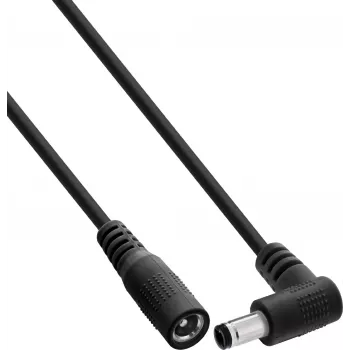 Prodlužovací kabel DC InLine® s úhlovým konektorem 5,5 x 2,5 mm, černý, 0,2 m