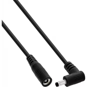 InLine® prodlužovací DC kabel, úhlový konektor, 4,0 x 1,7 mm, černý, 0,2 m