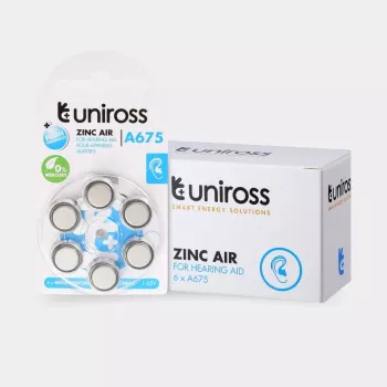 Uniross A675 Button Cell Batteries for Hearing Aid 540mAh, 6 pcs.