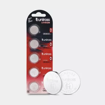 Uniross Lithium CR2032 Coin Cell Batteries, 5 pcs.