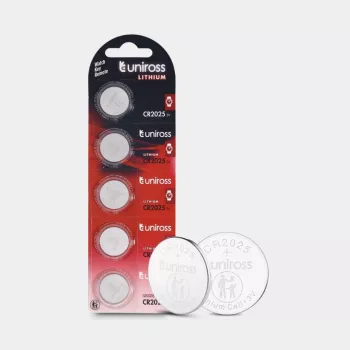 Uniross Lithium CR2025 Button Cell Batteries, 5 pcs.