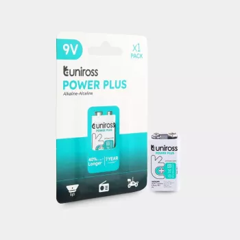Uniross Power Plus Alkaline Battery 6LR61 9V 600mAh, 1 pc.