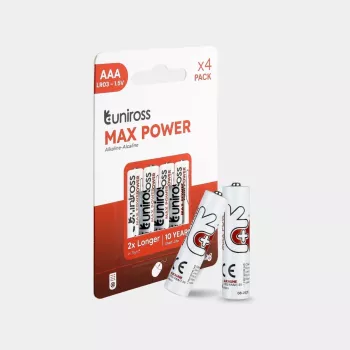 Uniross Max Power Alkaline Batteries AAA / LR03 1300mAh, 4 pcs.