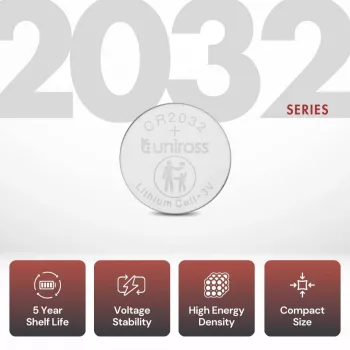 Uniross Lithium CR2032 Coin Cell Battery, 1 pc.