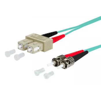Optický patch kabel Metz Connect OpDAT SC duplex na 2x ST, OM3, 1 m, aqua