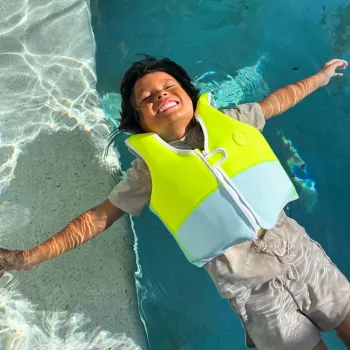 Dětská plovací vesta Sunnylife (3–6 let) – Aqua Neon