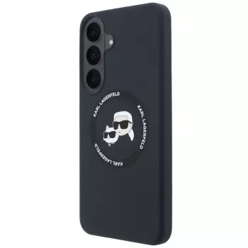Pouzdro Karl Lagerfeld Silicone Karl&Choupette Heads MagSafe pro Samsung Galaxy S26 FE, černé