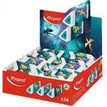 Maped Pyramide DRAGON plastová guma, bílá, trojúhelníková, bez ftalátů a PVC, 24kusový display (119527)