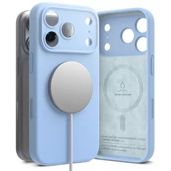 Silikonové magnetické pouzdro MagSafe Ringke pro iPhone 18 Pro Max, světle modré