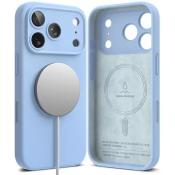 Silikonové magnetické pouzdro MagSafe Ringke pro iPhone 18 Pro Max, světle modré