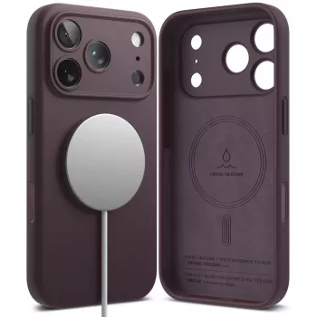 Silikonové magnetické pouzdro MagSafe Ringke pro iPhone 18 Pro, vínové