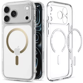 Pouzdro MagSafe Spigen Ultra Hybrid pro iPhone 17 Pro / 18 Pro, transparentní/zlaté (ACS12157)