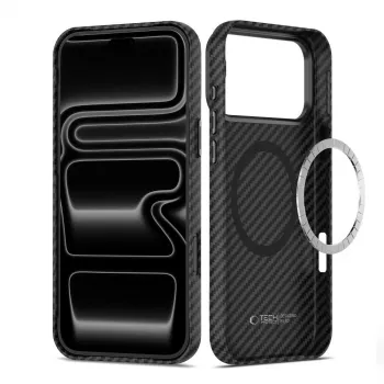 Pouzdro MagSafe Tech-Protect Ion Carbon pro iPhone 17 Pro / 18 Pro, černé/stříbrné