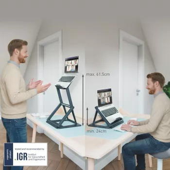 Stojan na notebook Leitz Ergo 2v1, sedací a stojací, černý (65890089)